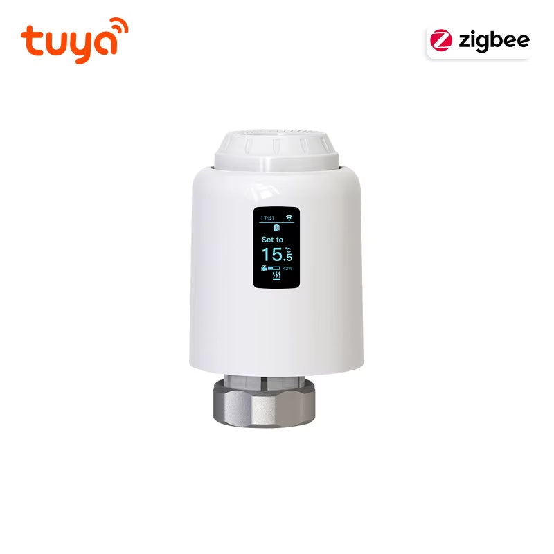 Tuya Zigbee Smart Thermostatic Radiator Valve TRV - Programmable Smart Radiator Thermostat with App & Voice Control for Energy-Efficient Home Heating