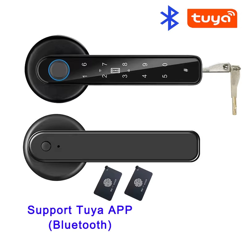 Tuya Smart Fingerprint Door Lock - Biometric Keyless Entry with Password, IC Card & App Control for Secure Home Access