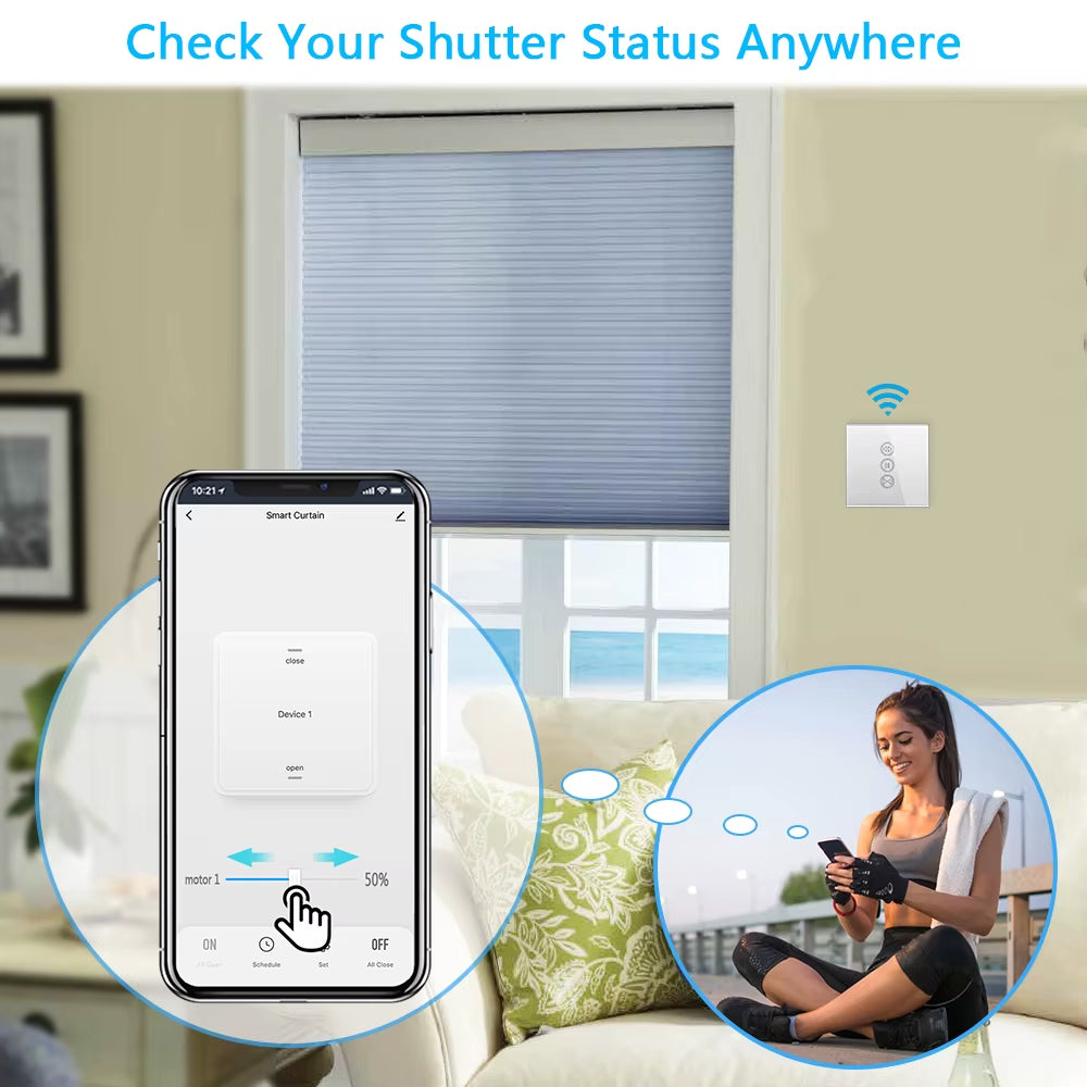 Tuya Zigbee 3.0 Smart Curtain Switch - Wireless Roller Blinds Controller with Remote, App & Voice Control for Alexa, Google Home & Smart Life Automation
