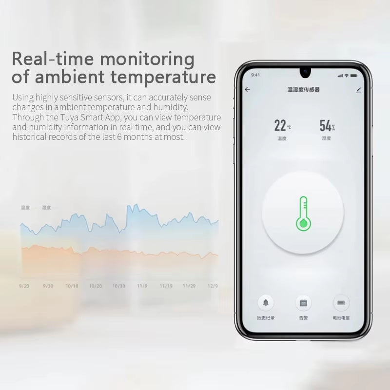 Tuya Zigbee Smart Temperature and Humidity Sensor - Wireless Hygrometer with Real-Time App Monitoring, Compatible with Alexa & Google Home