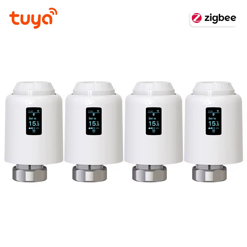 Tuya Zigbee Smart Thermostatic Radiator Valve TRV - Programmable Smart Radiator Thermostat with App & Voice Control for Energy-Efficient Home Heating