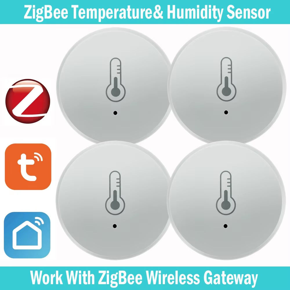 Tuya Zigbee Smart Temperature and Humidity Sensor - Wireless Hygrometer with Real-Time App Monitoring, Compatible with Alexa & Google Home