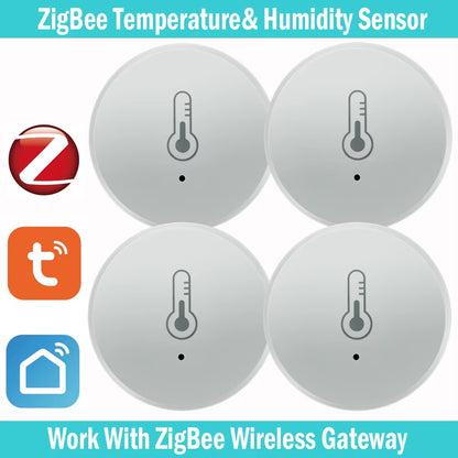 Tuya Zigbee Smart Temperature and Humidity Sensor - Wireless Hygrometer with Real-Time App Monitoring, Compatible with Alexa & Google Home