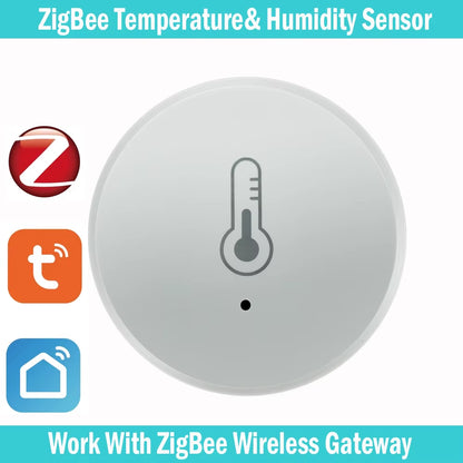 Tuya Zigbee Smart Temperature and Humidity Sensor - Wireless Hygrometer with Real-Time App Monitoring, Compatible with Alexa & Google Home