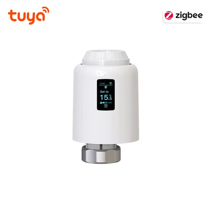 Tuya Zigbee Smart Thermostatic Radiator Valve TRV - Programmable Smart Radiator Thermostat with App & Voice Control for Energy-Efficient Home Heating