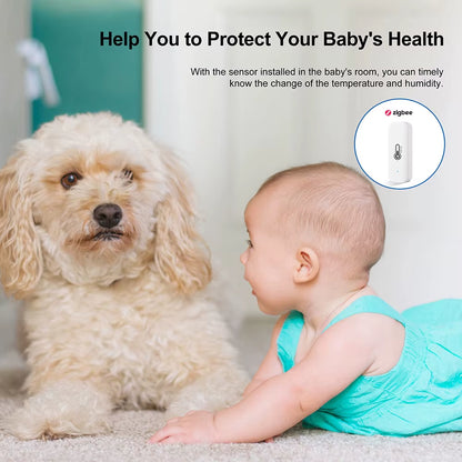 Tuya Zigbee Smart Temperature and Humidity Sensor - Wireless Remote Monitor for Smart Home, Compatible with Alexa & Google Home