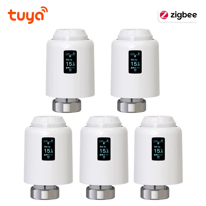 Tuya Zigbee Smart Thermostatic Radiator Valve TRV - Programmable Smart Radiator Thermostat with App & Voice Control for Energy-Efficient Home Heating