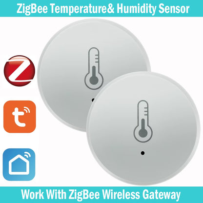 Tuya Zigbee Smart Temperature and Humidity Sensor - Wireless Hygrometer with Real-Time App Monitoring, Compatible with Alexa & Google Home