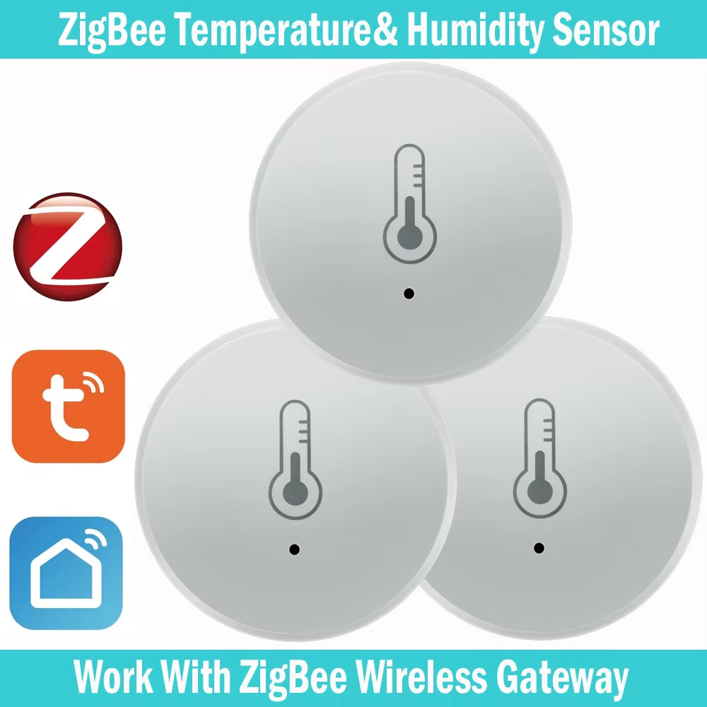 Tuya Zigbee Smart Temperature and Humidity Sensor - Wireless Hygrometer with Real-Time App Monitoring, Compatible with Alexa & Google Home