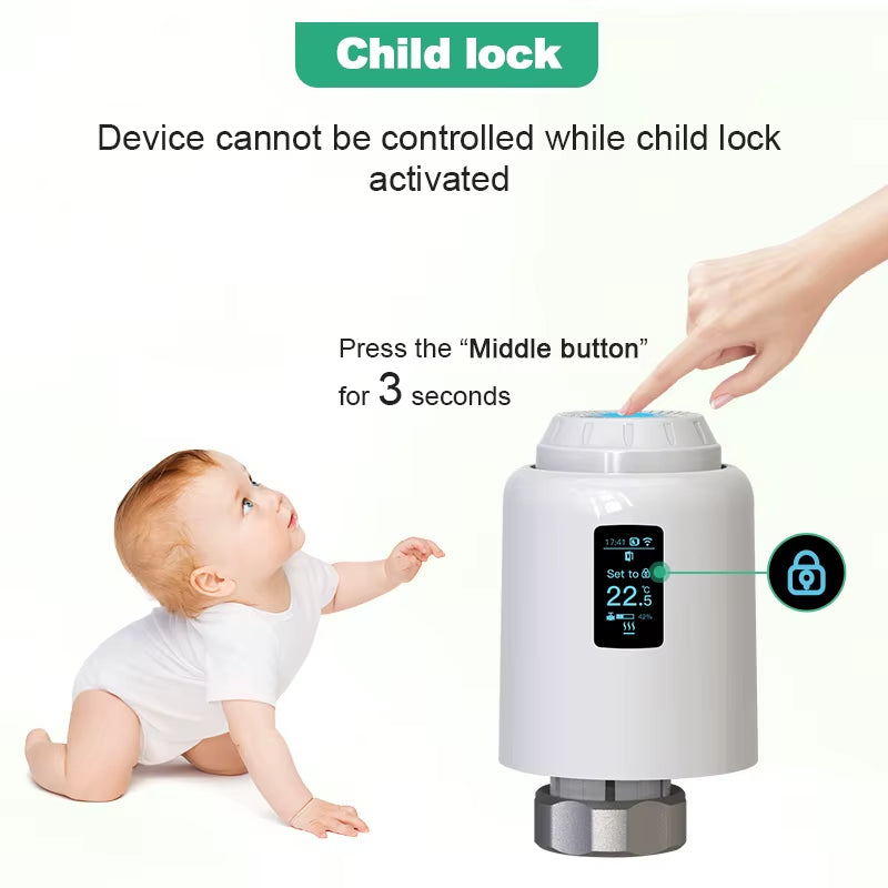 Tuya Zigbee Smart Thermostatic Radiator Valve TRV - Programmable Smart Radiator Thermostat with App & Voice Control for Energy-Efficient Home Heating