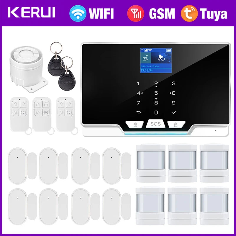 G20 Wifi GSM Tuya Alarm System with Motion Detector Door Sensor IP Camera Wireless Smart Home Security Support Alexa