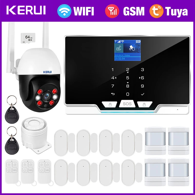 G20 Wifi GSM Tuya Alarm System with Motion Detector Door Sensor IP Camera Wireless Smart Home Security Support Alexa