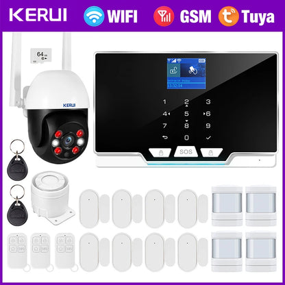 G20 Wifi GSM Tuya Alarm System with Motion Detector Door Sensor IP Camera Wireless Smart Home Security Support Alexa