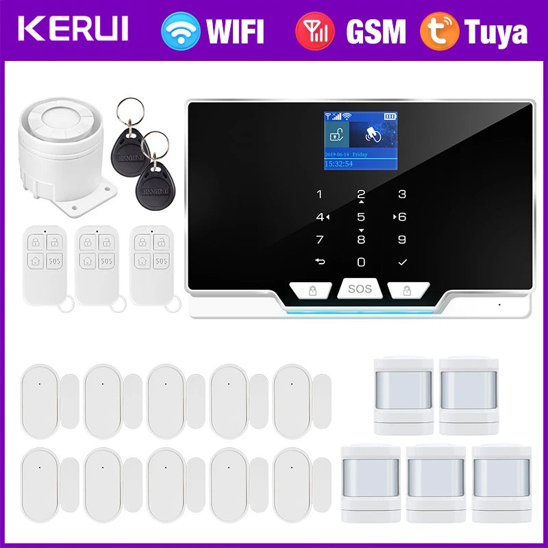 G20 Wifi GSM Tuya Alarm System with Motion Detector Door Sensor IP Camera Wireless Smart Home Security Support Alexa