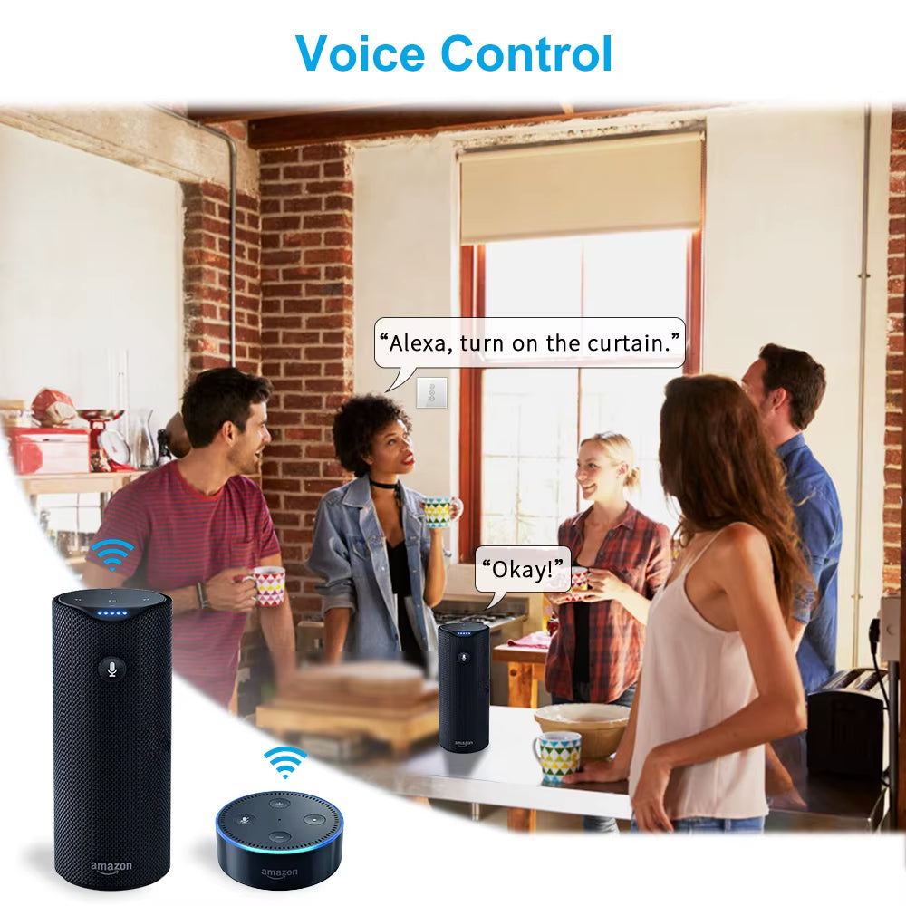 Tuya Zigbee 3.0 Smart Curtain Switch - Wireless Roller Blinds Controller with Remote, App & Voice Control for Alexa, Google Home & Smart Life Automation