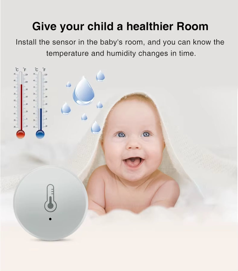 Tuya Zigbee Smart Temperature and Humidity Sensor - Wireless Hygrometer with Real-Time App Monitoring, Compatible with Alexa & Google Home