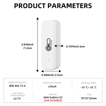 Tuya Zigbee Smart Temperature and Humidity Sensor - Wireless Remote Monitor for Smart Home, Compatible with Alexa & Google Home