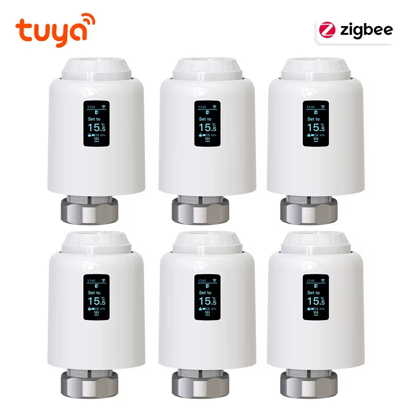 Tuya Zigbee Smart Thermostatic Radiator Valve TRV - Programmable Smart Radiator Thermostat with App & Voice Control for Energy-Efficient Home Heating
