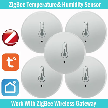 Tuya Zigbee Smart Temperature and Humidity Sensor - Wireless Hygrometer with Real-Time App Monitoring, Compatible with Alexa & Google Home