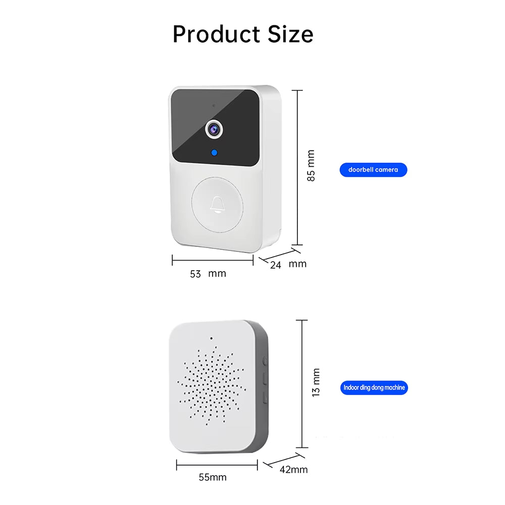 Tuya Smart WiFi Video Doorbell Camera - Wireless Battery Powered with Night Vision, 2-Way Audio & Motion Detection
