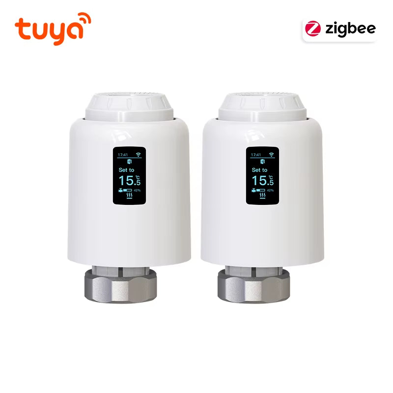Tuya Zigbee Smart Thermostatic Radiator Valve TRV - Programmable Smart Radiator Thermostat with App & Voice Control for Energy-Efficient Home Heating