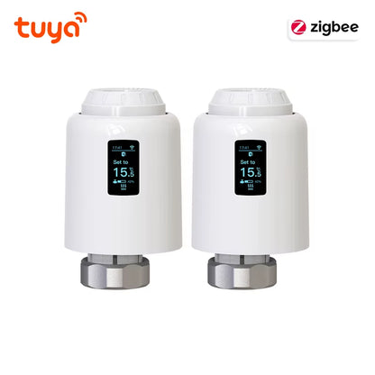 Tuya Zigbee Smart Thermostatic Radiator Valve TRV - Programmable Smart Radiator Thermostat with App & Voice Control for Energy-Efficient Home Heating